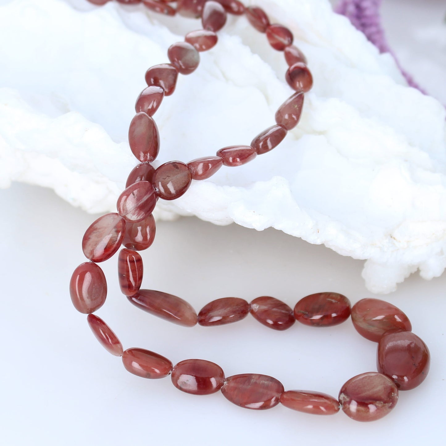ANDESINE BEADS Oval Shape Deep Rose Gold Color 5-18mm 18" -NewWorldGems