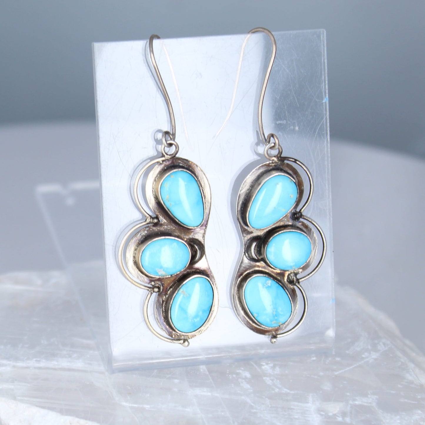 Blue Ridge Nevada Turquoise Butterfly Earrings Oxidized Sterling