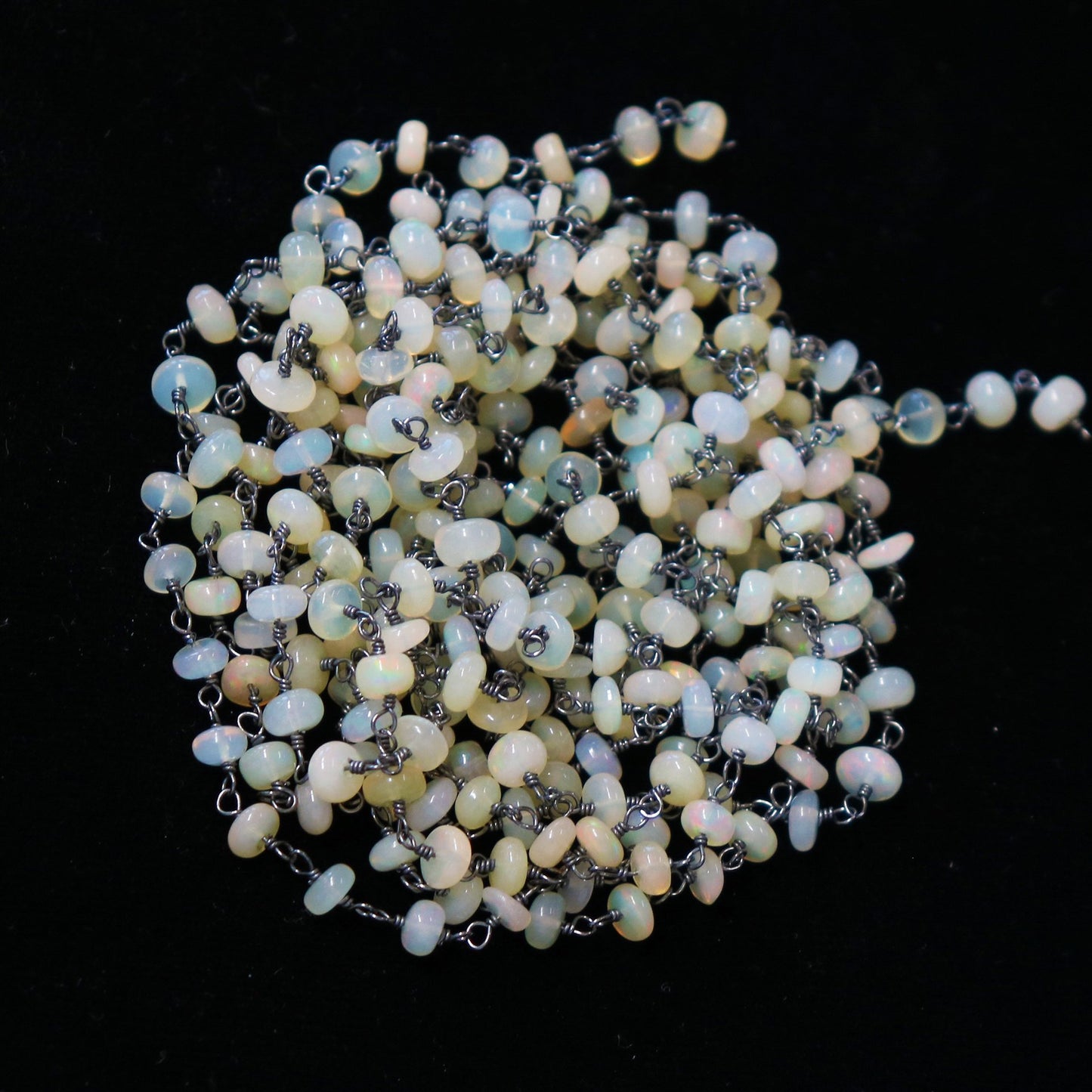 Gorgeous Ethiopian Opal Rondelle Beads Chain 20"