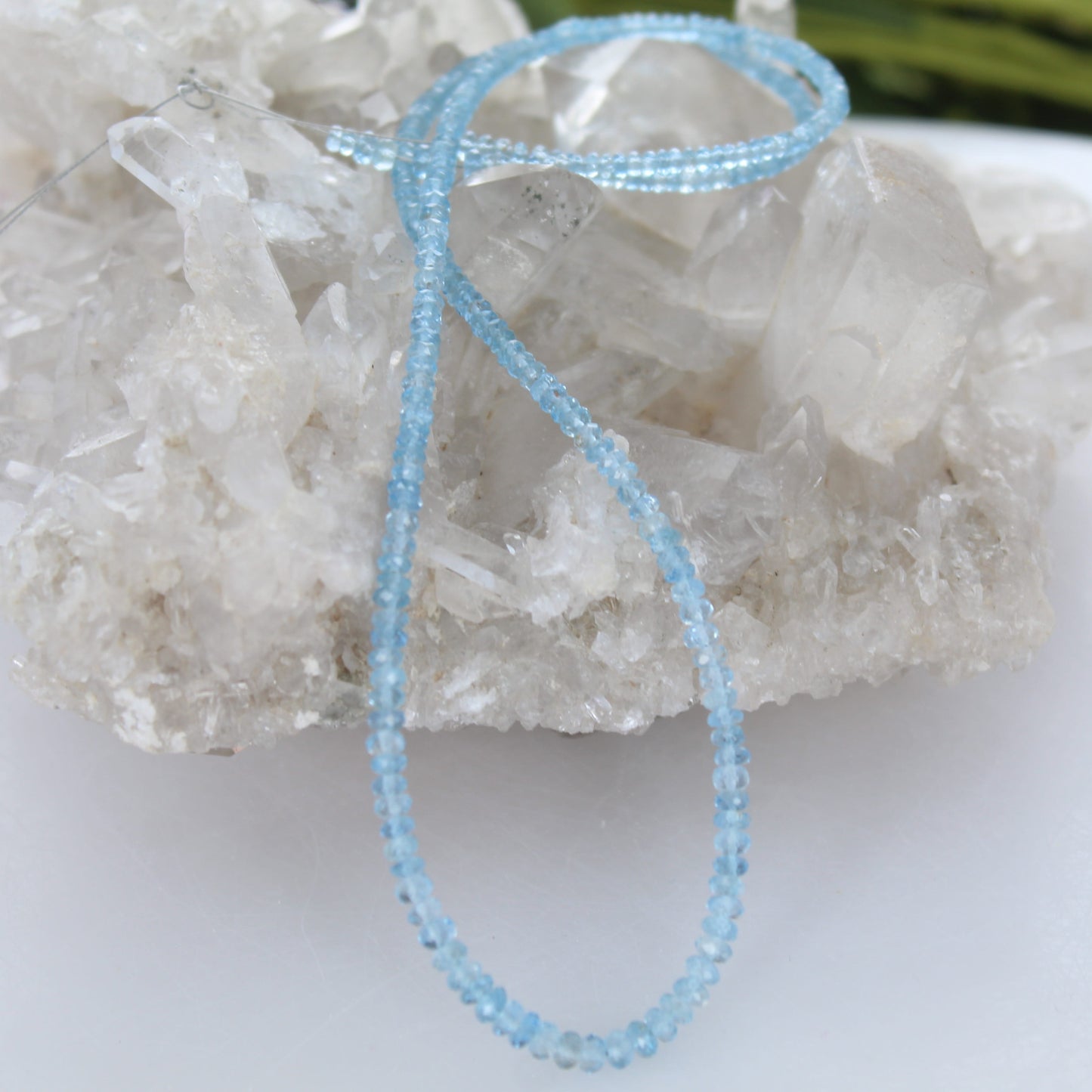 AAA AQUAMARINE BEADS Faceted Rondelles 2.8-4mm 18"
