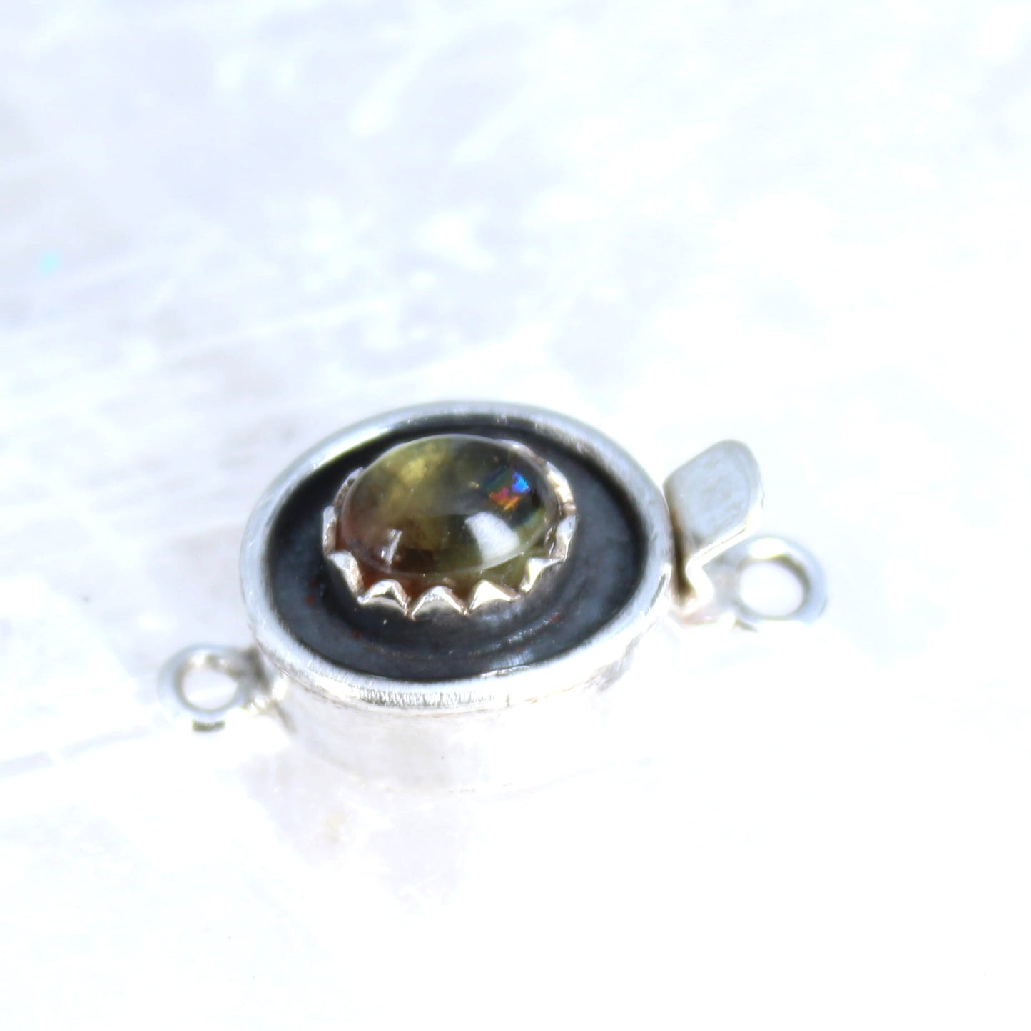 Andesine Clasp Sterling Oval 8X6mm Crown Bezel