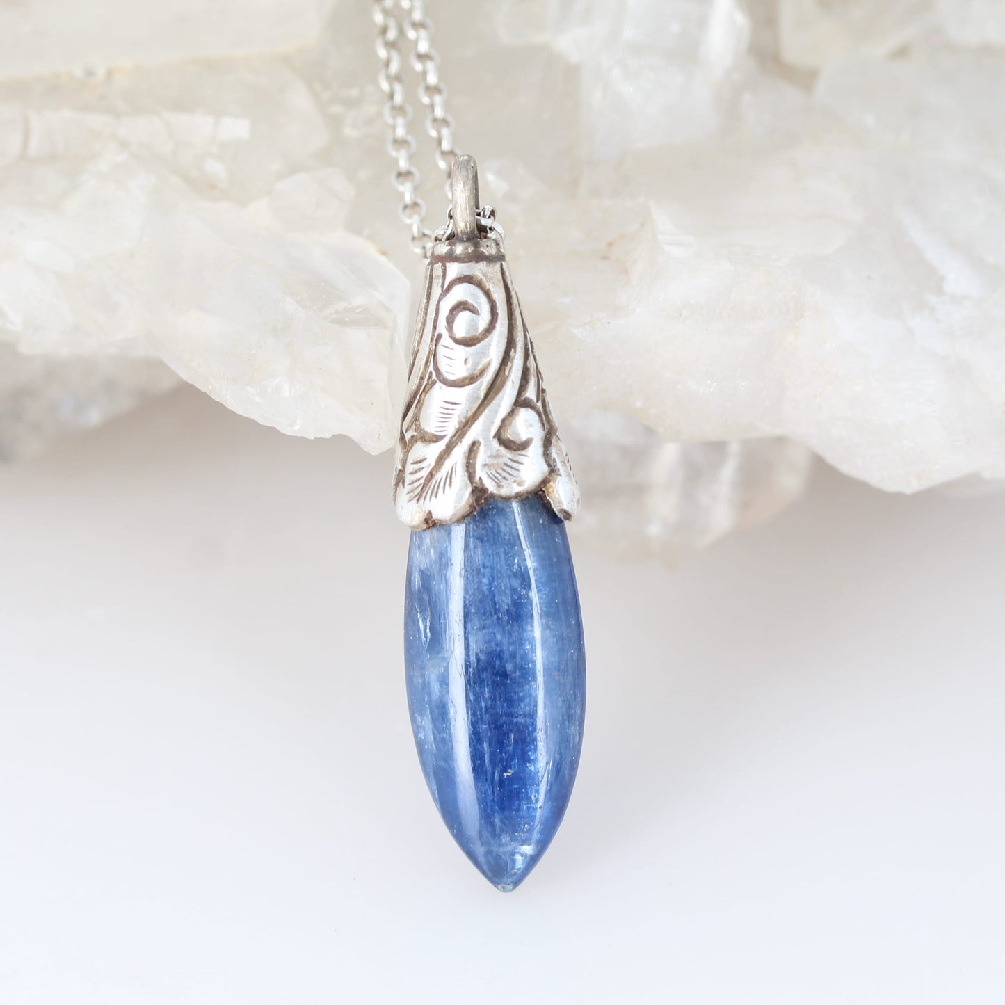 KYANITE PENDANT Sterling Silver Tibetan Handmade