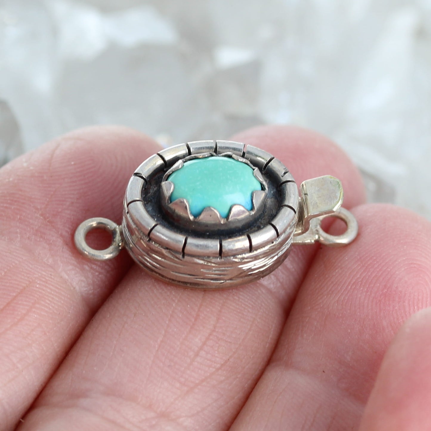 Aqua Green Sleeping Beauty Turquoise Sterling Clasp Oval Southwest