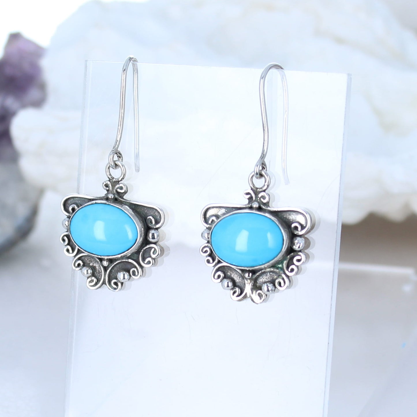 AAA SLEEPING BEAUTY Turquoise Earrings Sterling -NewWorldGems