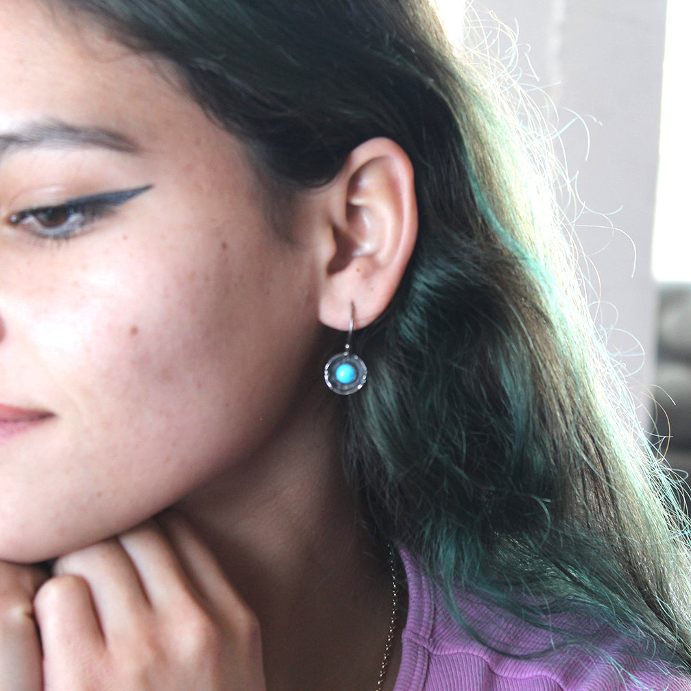 Sonoran Rose Turquoise {Mexican} Southwest Earrings Sterling Dangle -NewWorldGems