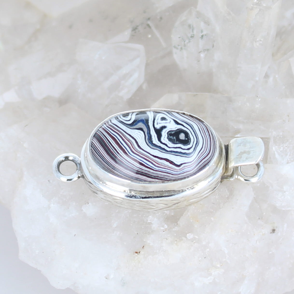 FORDITE CLASP Sterling Silver Red White Black Size Varies