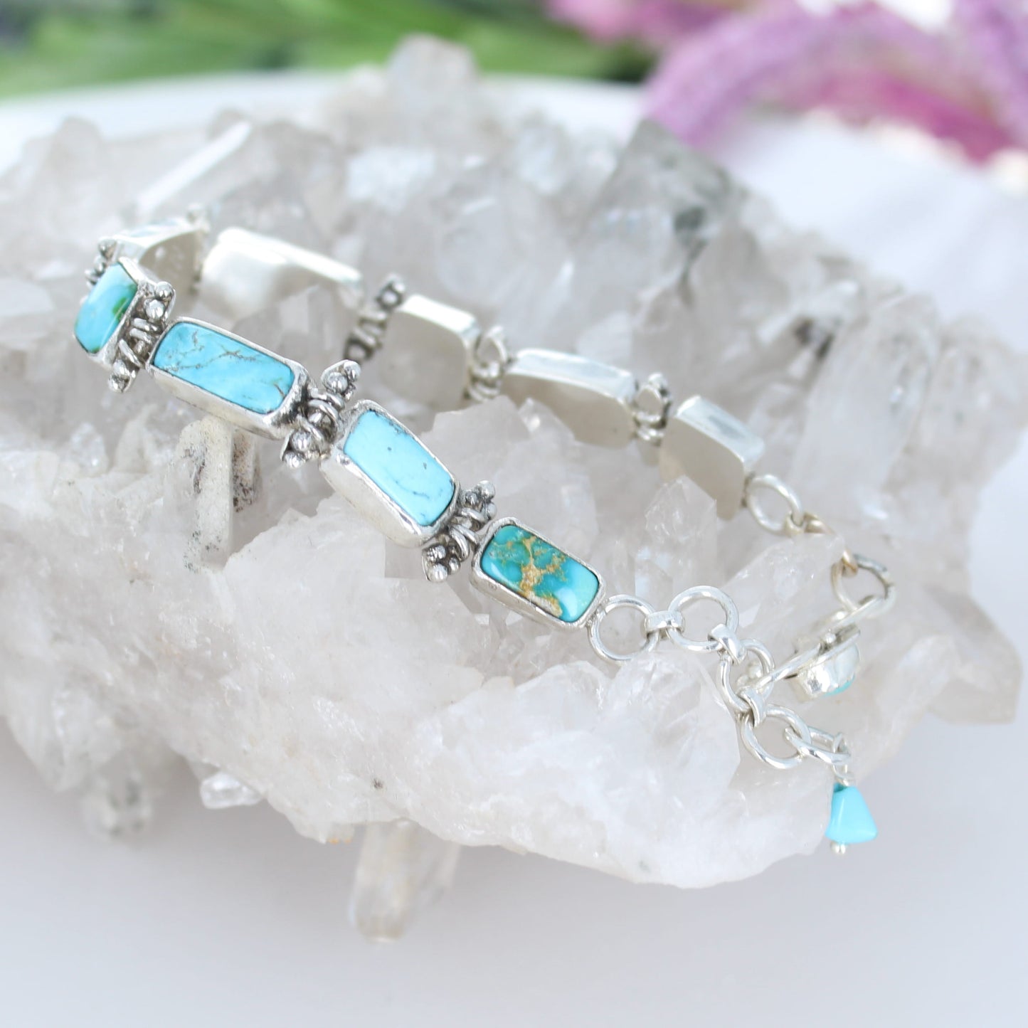 Elegant Sky Blue Kingman Turquoise Bracelet Sterling Silver Multi Southwest