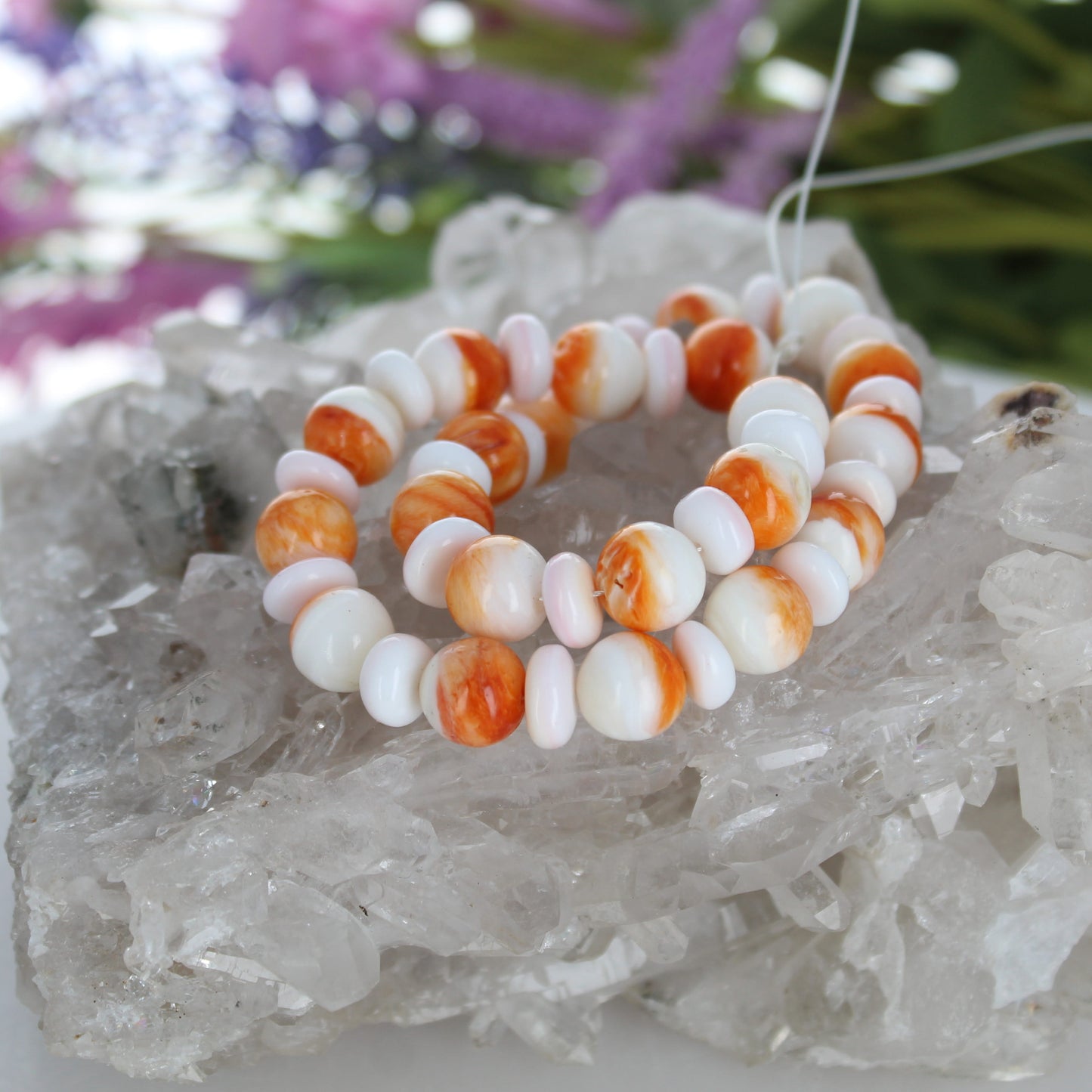 Orange Spiny Oyster Beads Round 10mm 12"