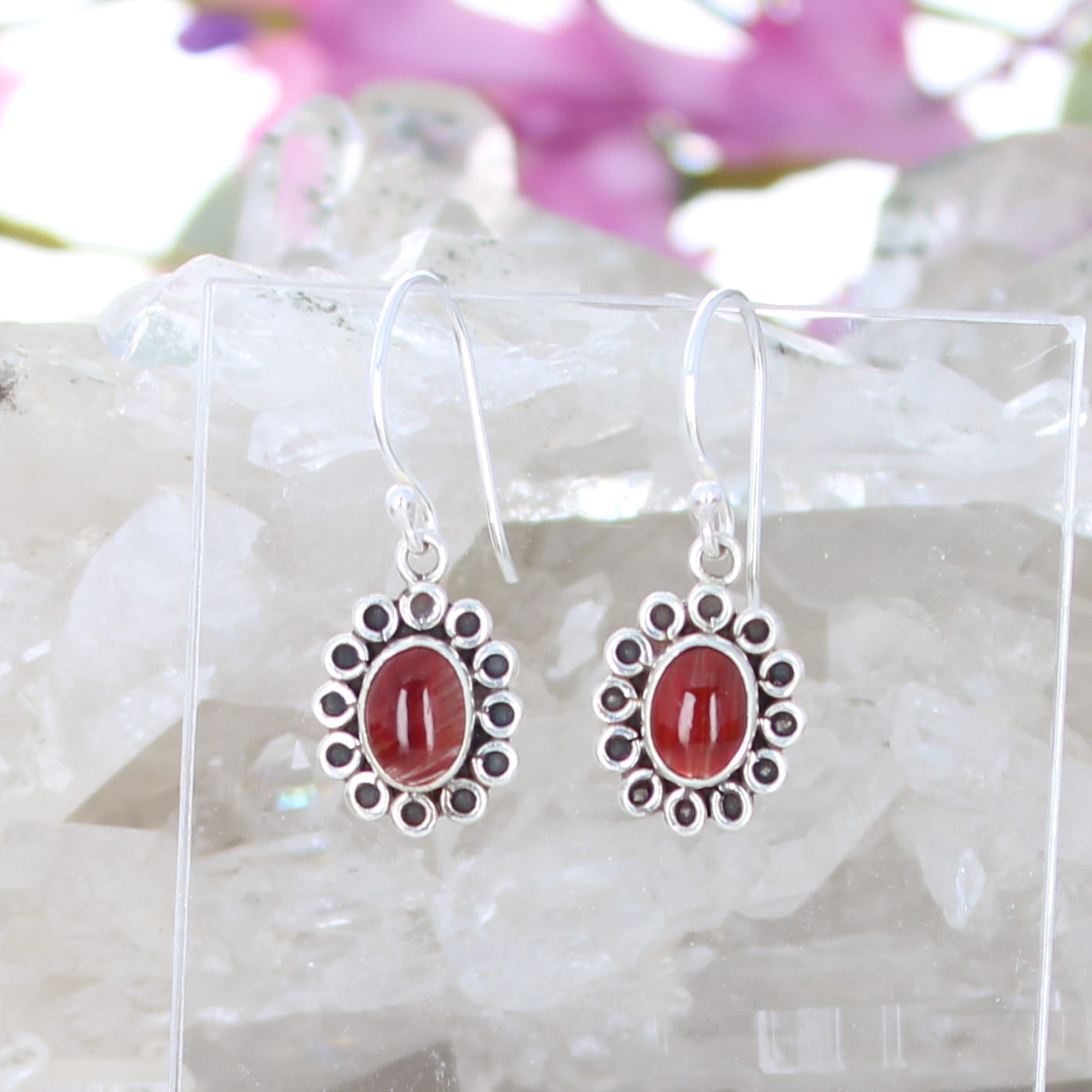 AAA Sienna Andesine Daisy Earrings Sterling Silver NewWorldGems