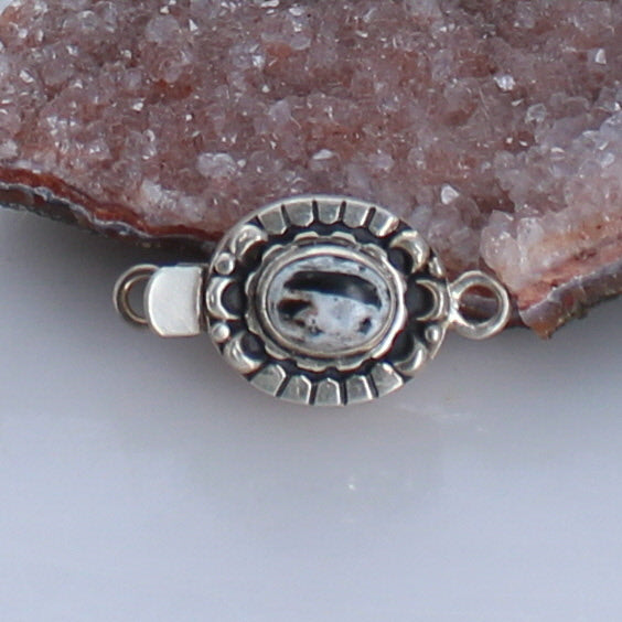 White Buffalo Clasp Sterling 8x10mm Moon Lotus Petals Sterling -NewWorldGems