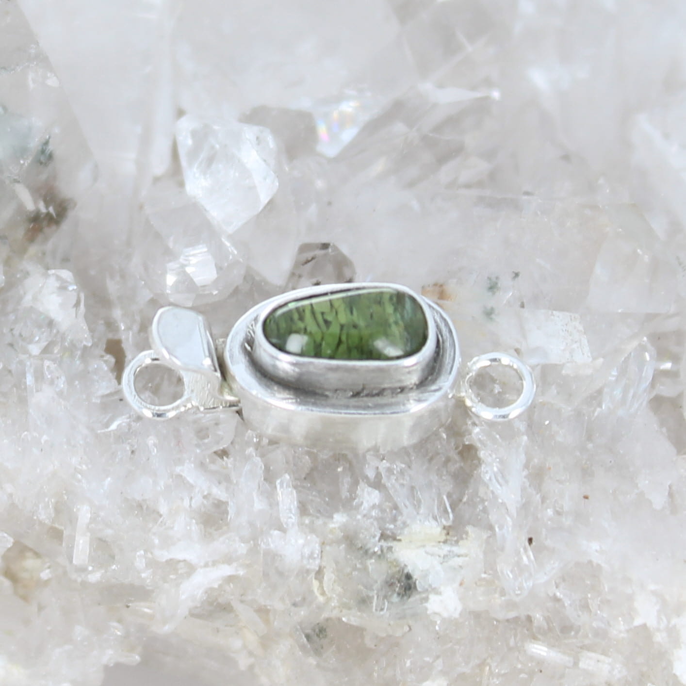 Forest Green Tourmaline Sterling Silver Clasp Classic Design