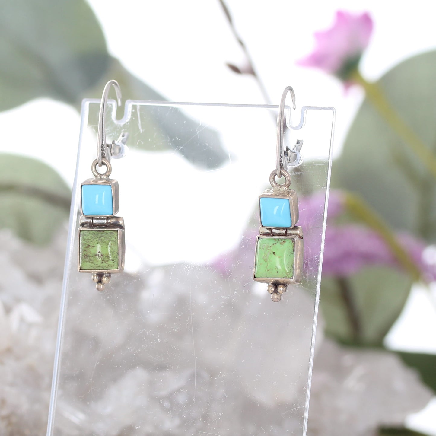 Sleeping Beauty TURQUOISE Earrings with Gaspeite Sterling