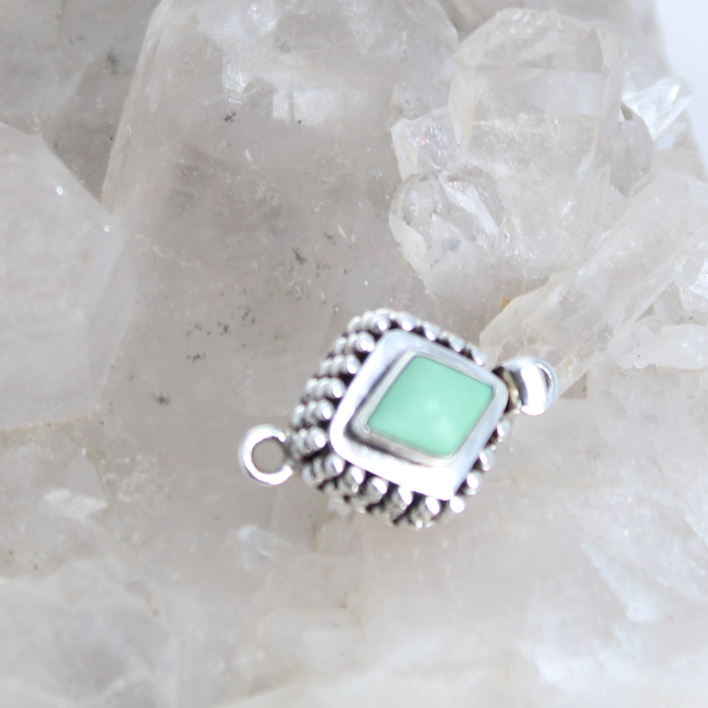 Variscite Clasp Sterling Silver Diamond Shaped Granulated