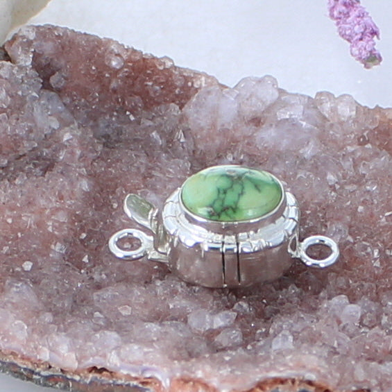 Sonoran Gold Turquoise Clasp Lime Green Sterling Southwest Style -NewWorldGems
