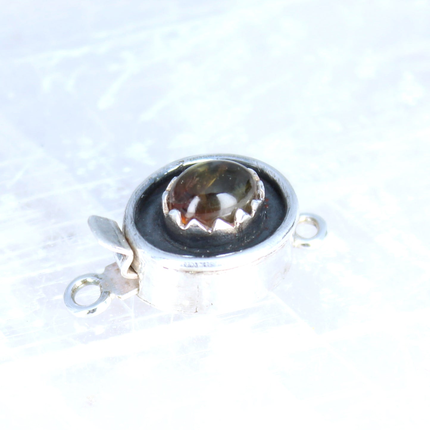 Andesine Clasp Sterling Oval 8X6mm Crown Bezel