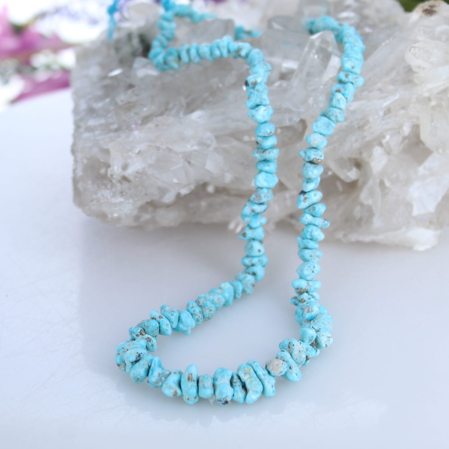 White Creek Turquoise Beads Nuggets 5-8mm With Pyrite