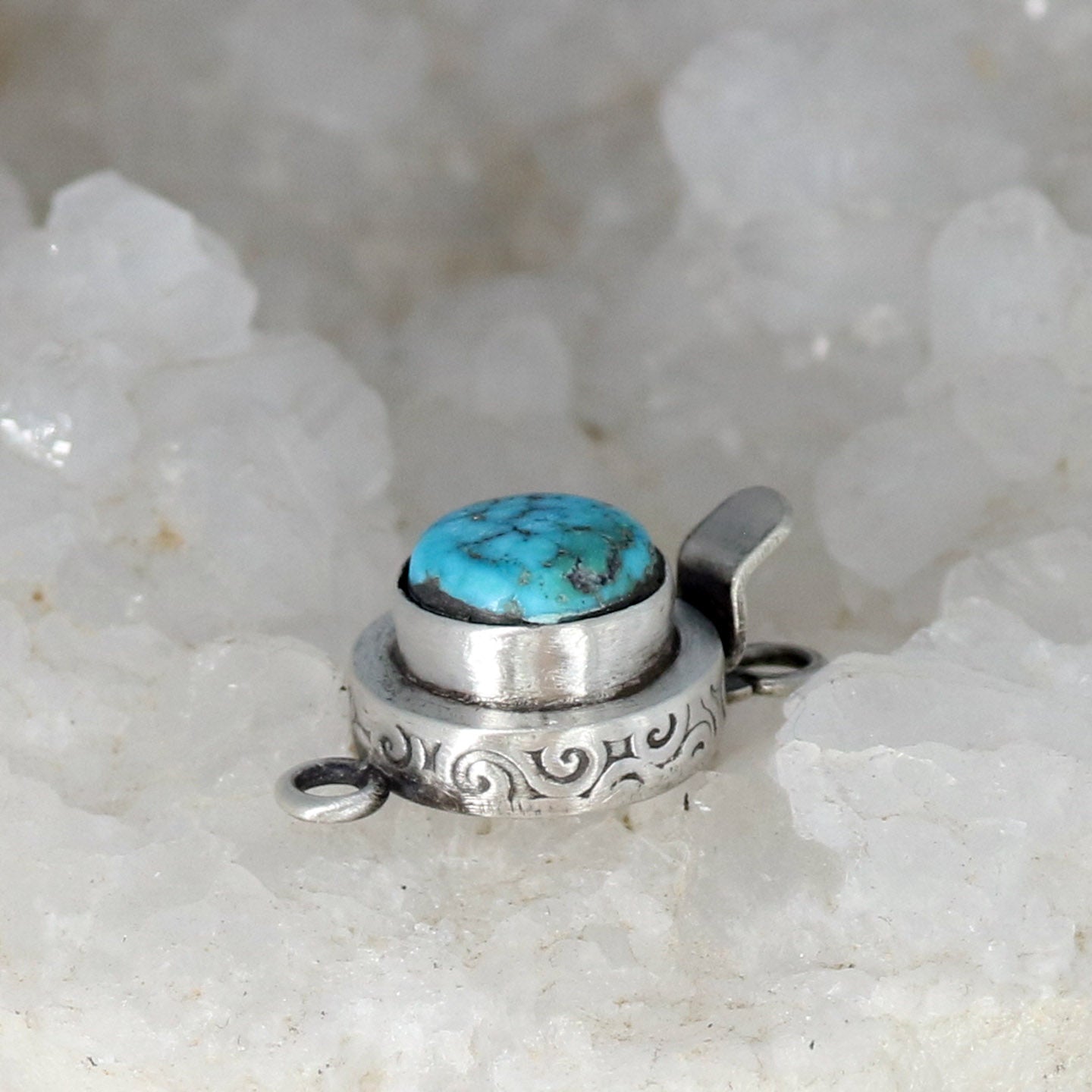 Sonoran Blue Jay Turquoise Clasp Blue Sterling Design 10mm -NewWorldGems