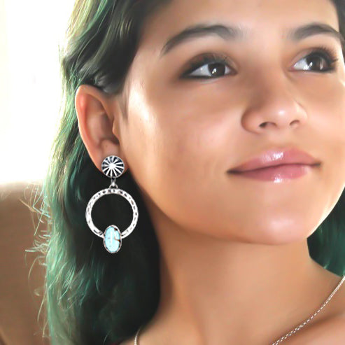 DRY CREEK TURQUOISE Earrings Southwest Rare American Turquoise Hoops