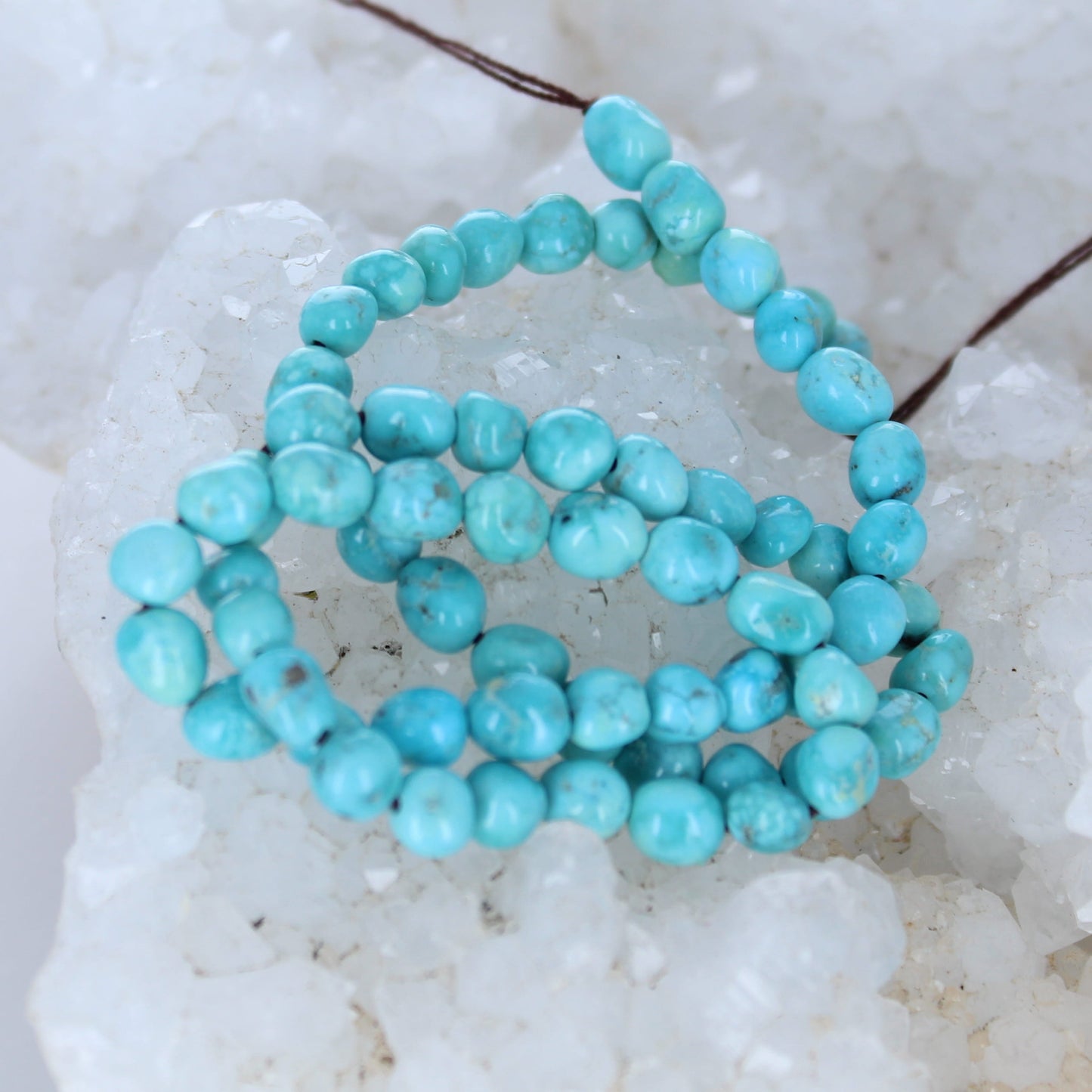 White Water Turquoise Beads 5.6mm Teal Round Blue