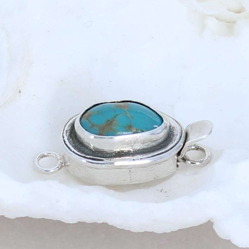 Vintage HACHITA TURQUOISE Clasp Sterling New Mexico Turquoise -NewWorldGems
