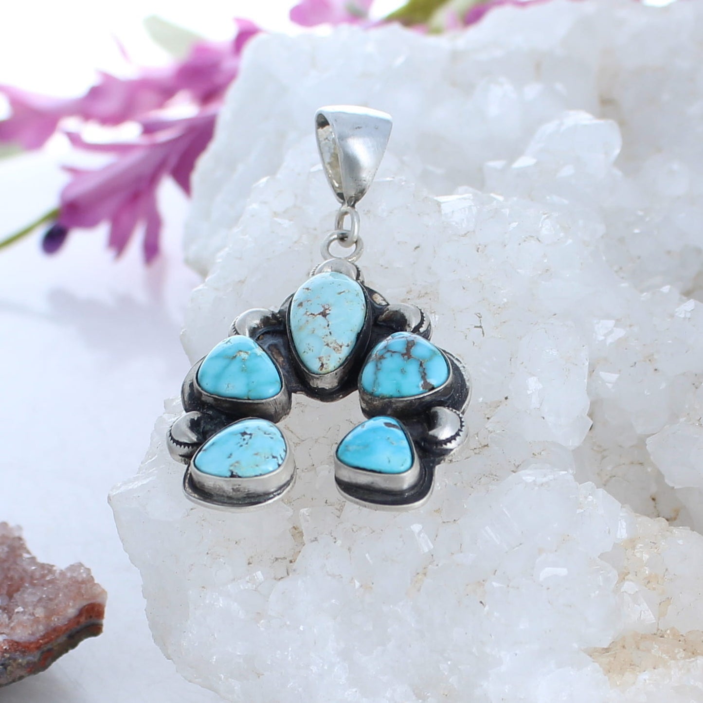 Rare Dry Creek Turquoise Pendant Sterling Silver Southwest Elegance -NewWorldGems