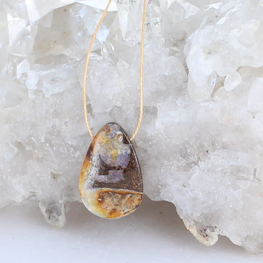 Australian Golden Boulder Opal Golden Pendant #2