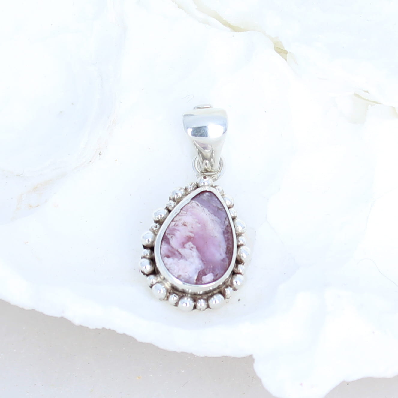 Regal Pink Tourmaline Lepidolite Sterling Silver Pendant -NewWorldGems