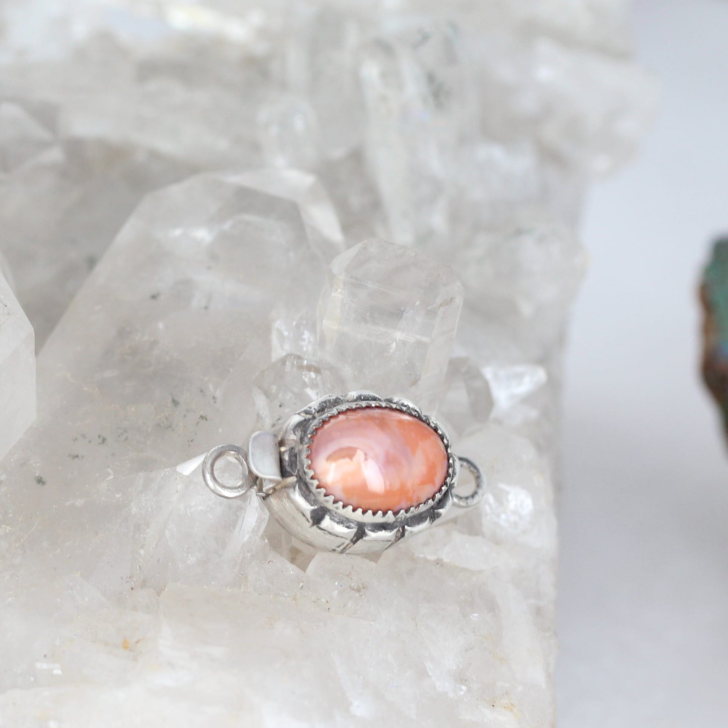 MEXICAN OPAL CLASP Large Orange Oval 14x10mm Sterling