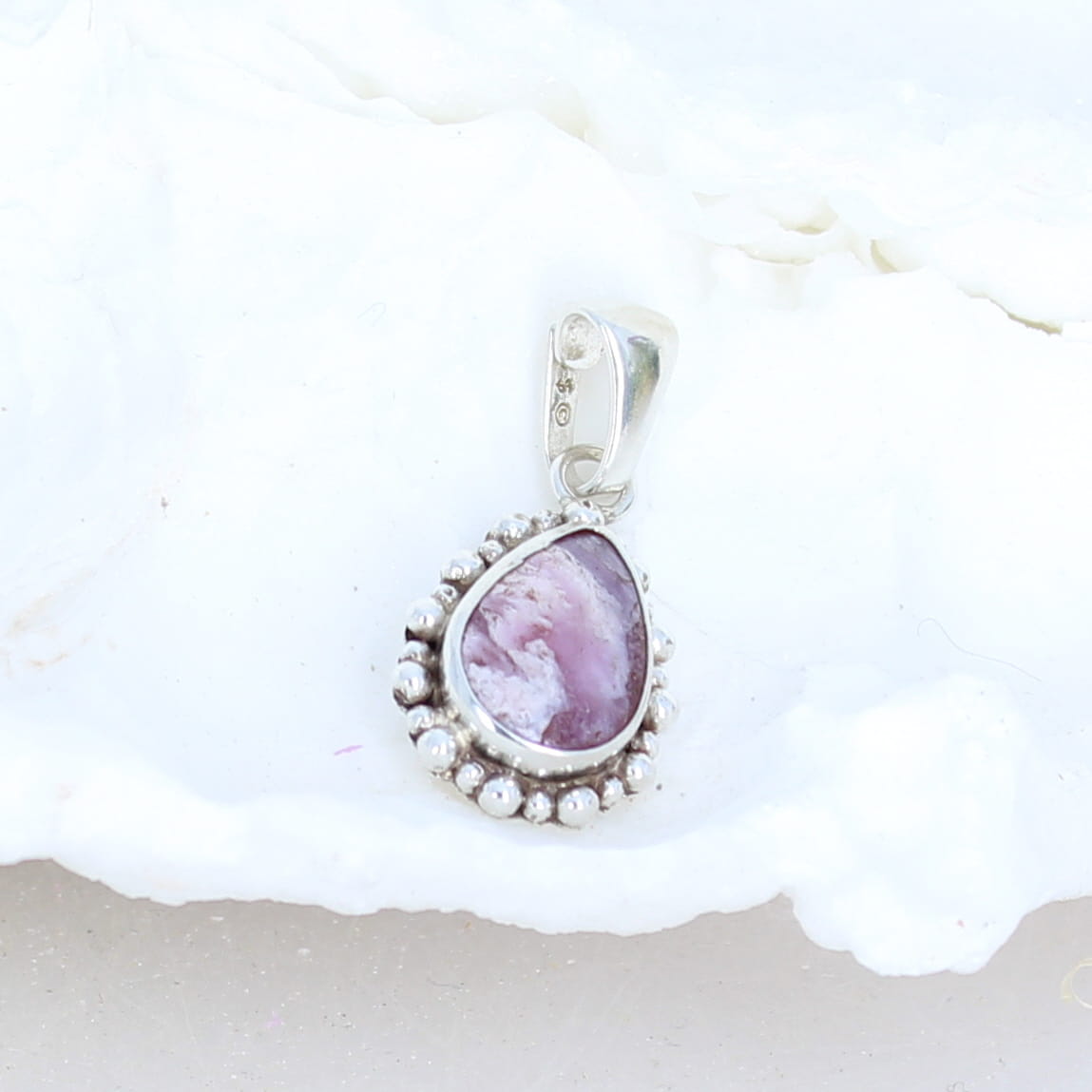 Regal Pink Tourmaline Lepidolite Sterling Silver Pendant -NewWorldGems