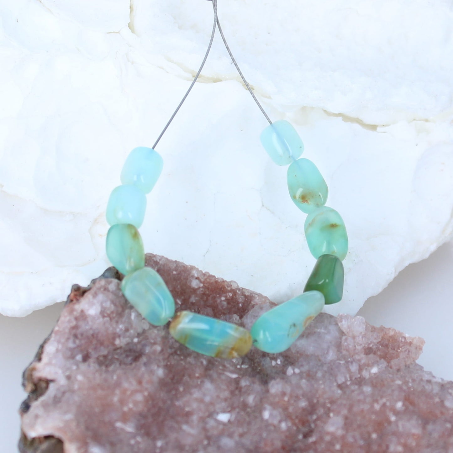 Gorgeous PERUVIAN OPAL Beads Ethereal Blue 6-16mm 10 Beads -NewWorldGems