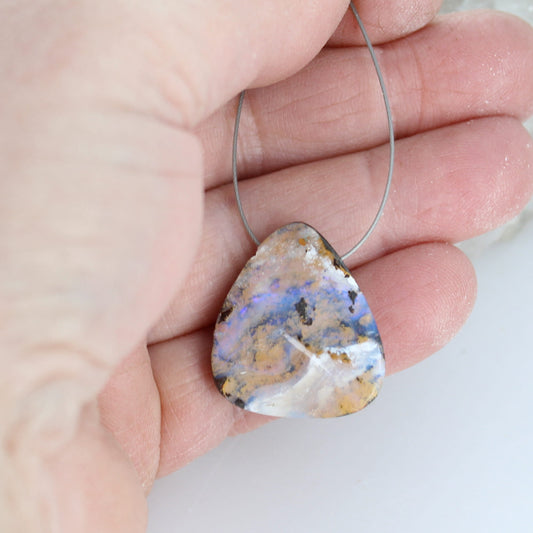 Australian Golden Boulder Opal Lavender Golden Pendant #3
