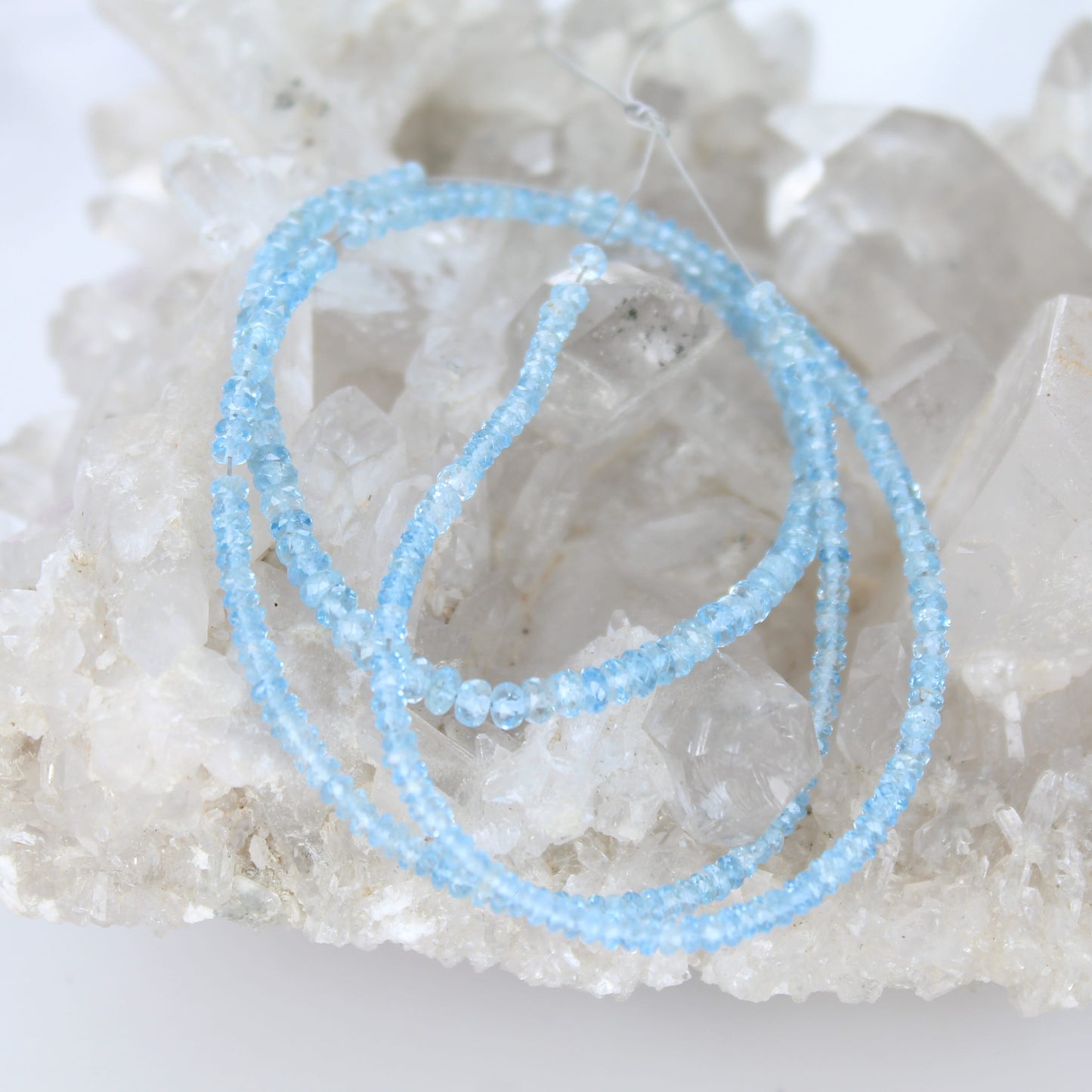 AAA AQUAMARINE BEADS Faceted Rondelles 2.8-4mm 18"