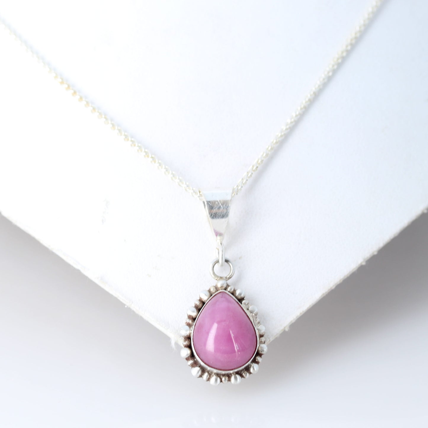 Vibrant Pink Genuine Ruby Pendant Necklace Sterling