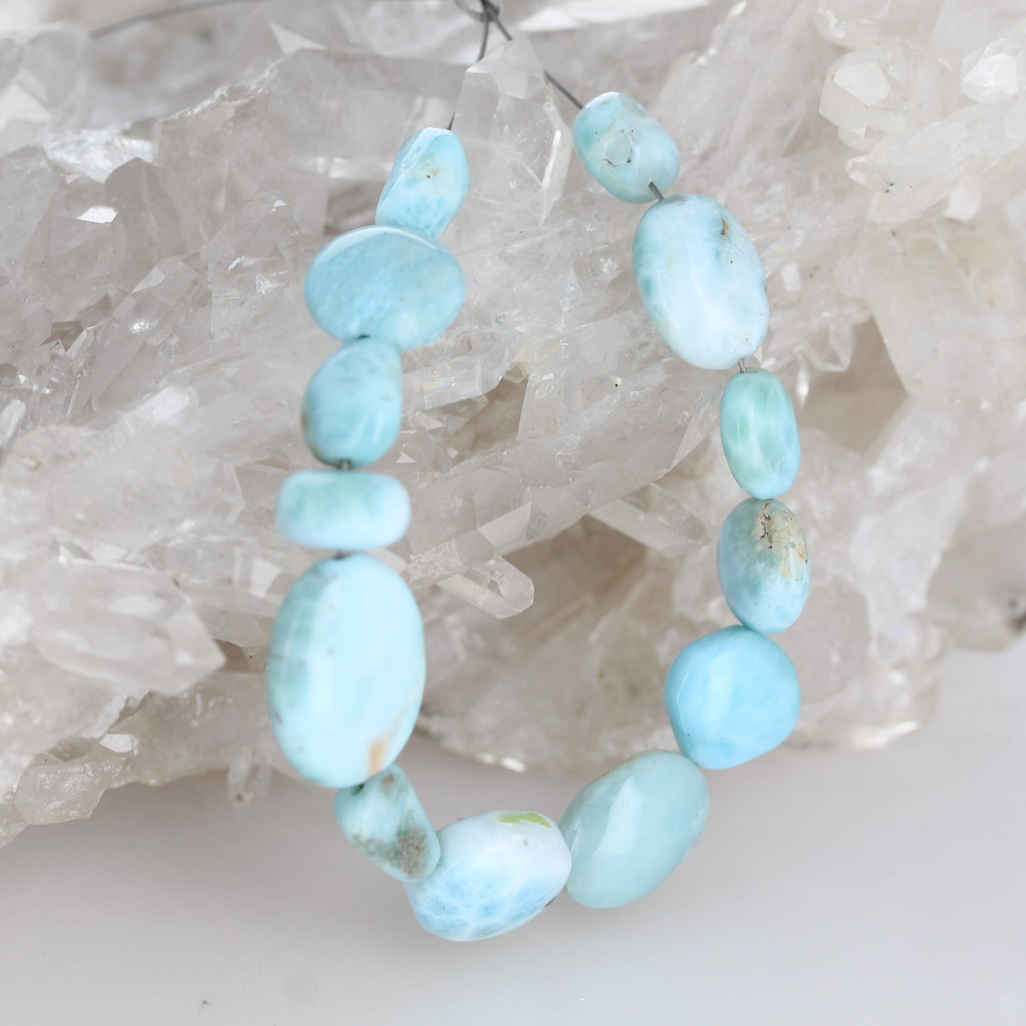 AAA LARIMAR Beads Mixed Shapes 6"