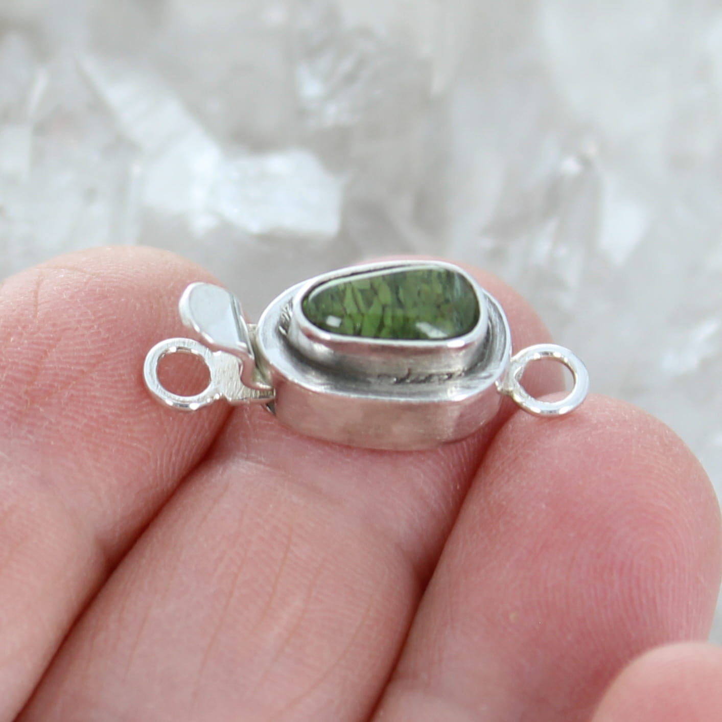 Forest Green Tourmaline Sterling Silver Clasp Classic Design