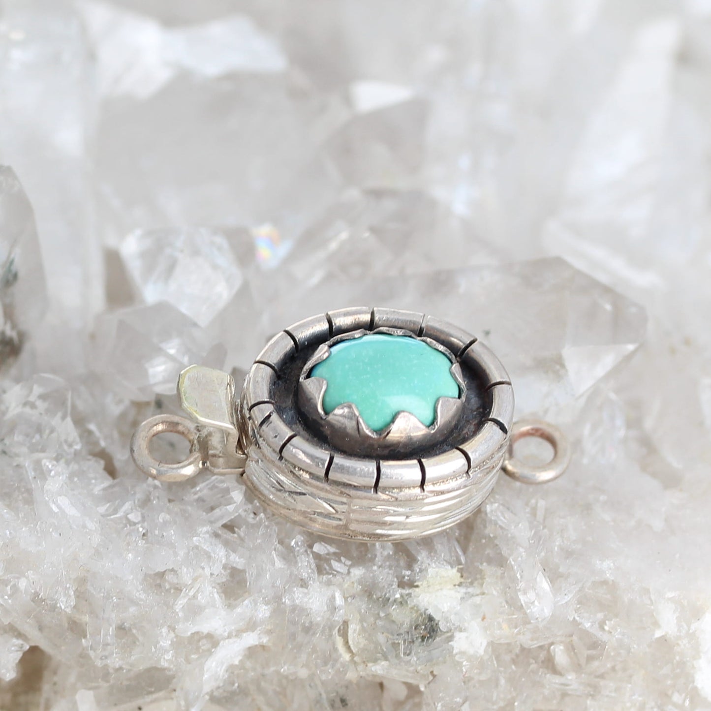 Aqua Green Sleeping Beauty Turquoise Sterling Clasp Oval Southwest