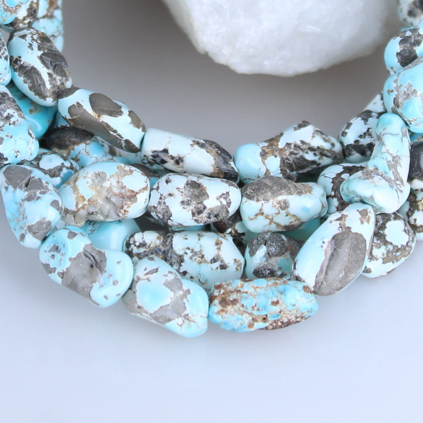 LONE MOUNTAIN Turquoise Beads 8x10mm Rocky Potato Shape 16"