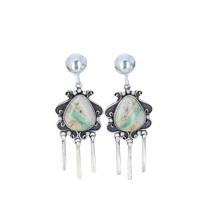 Pastel Royston Turquoise Scroll Earrings Sterling Green Golden
