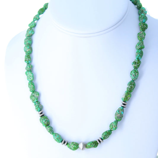 VIVID Sonoran Gold Turquoise Beads Necklace LIME GREEN 18"