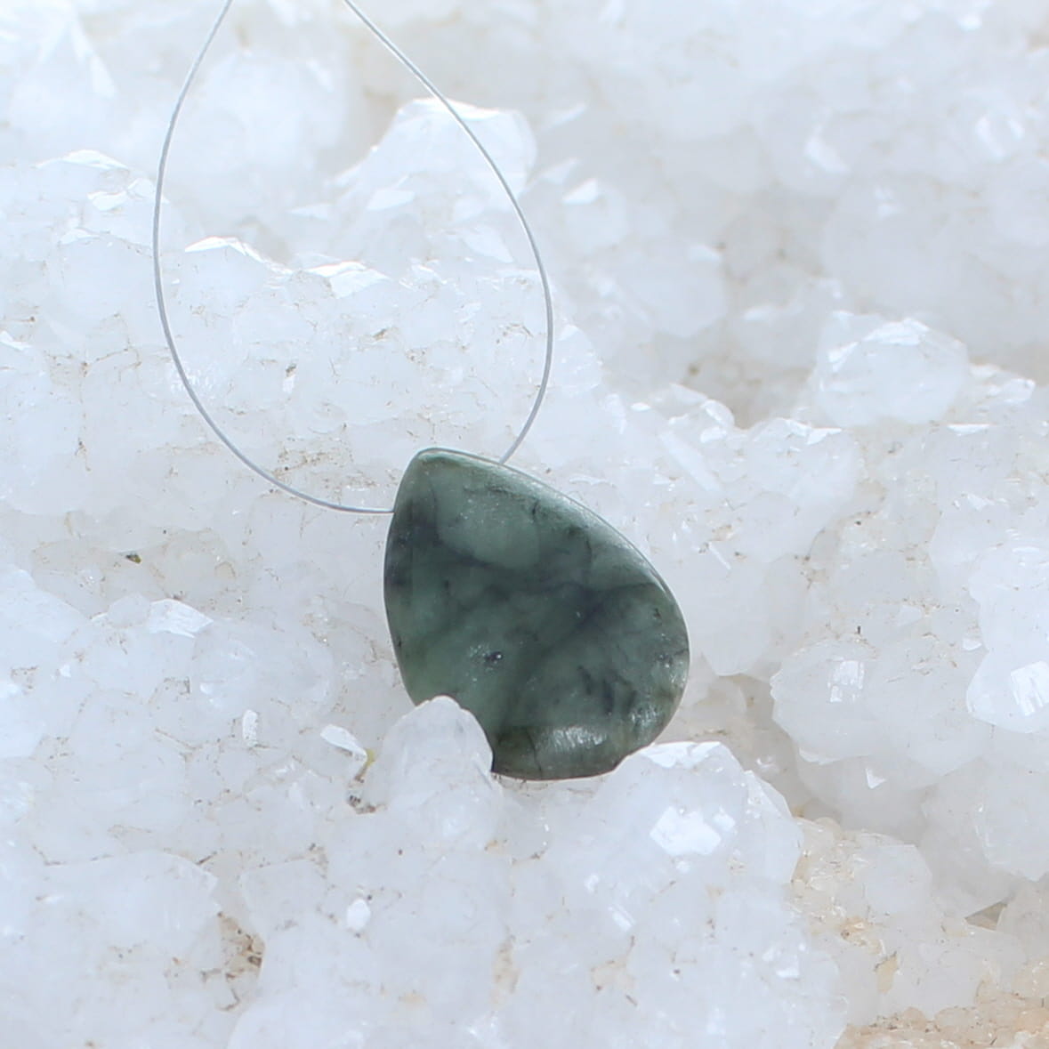 GREEN JADE PENDANT Teardrop Shape 25x18mm -NewWorldGems