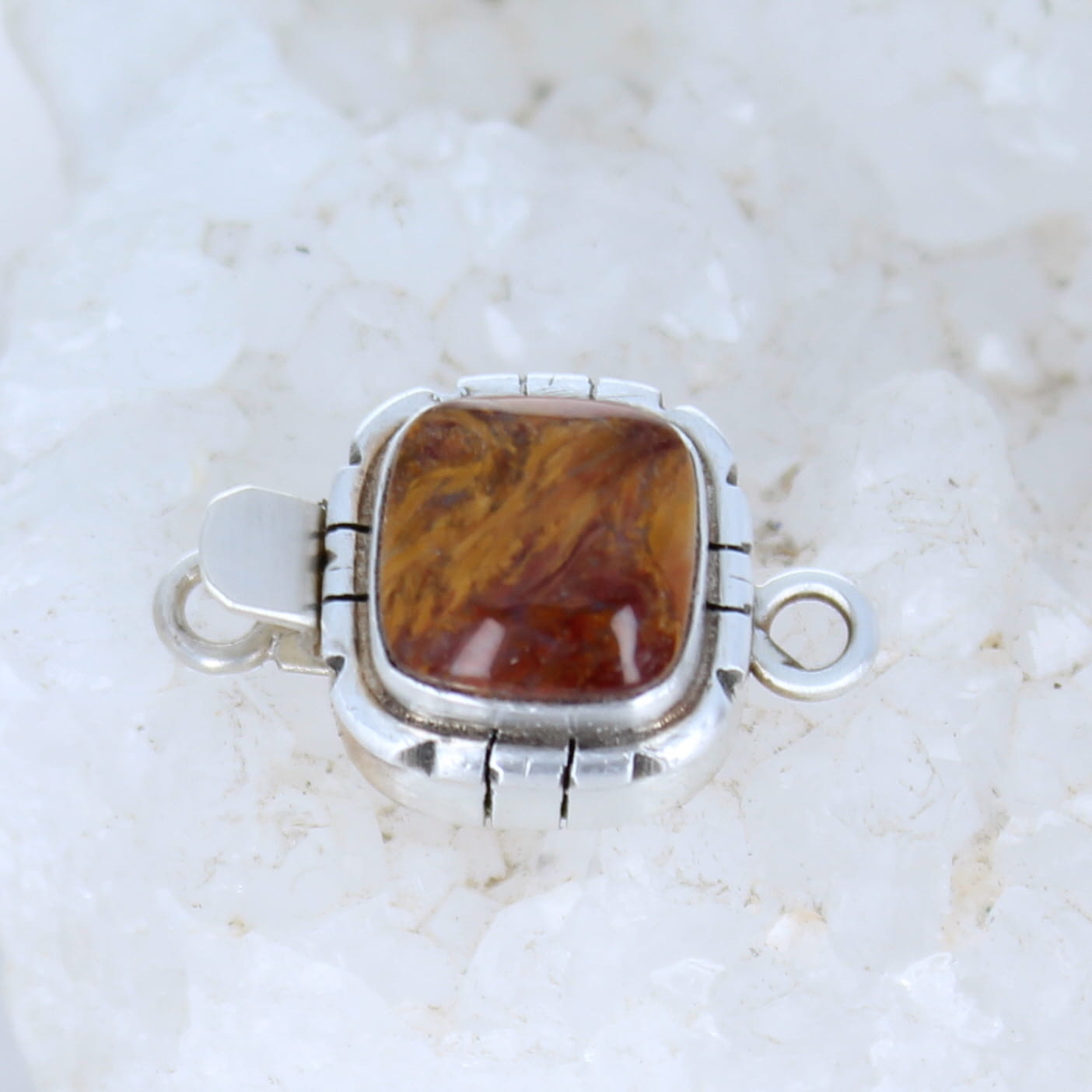 Red Golden Pietersite Clasp Southwest Design 10mm Sterling Silver -NewWorldGems