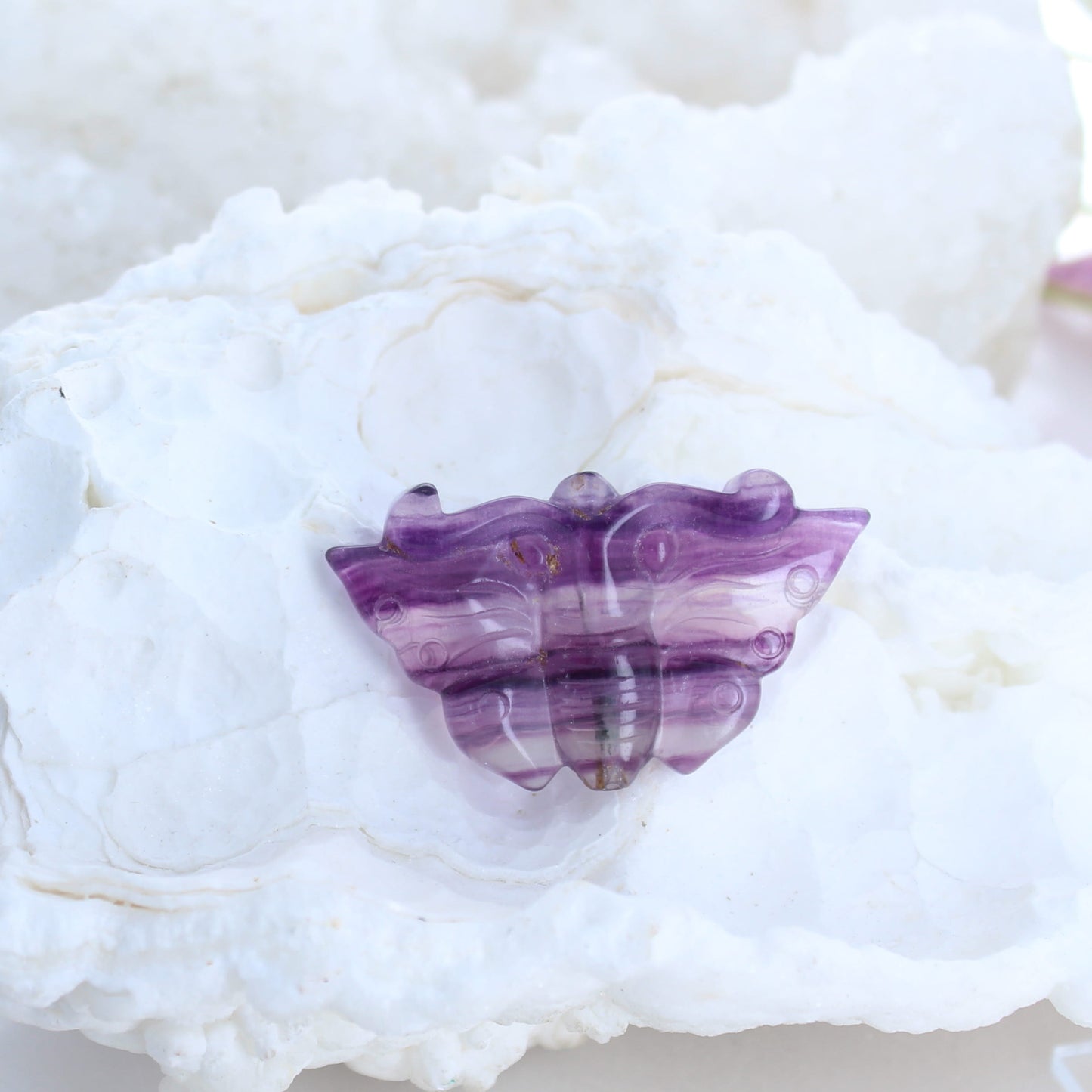 Purple Fluorite Carved Butterfly Component for Pendant -NewWorldGems