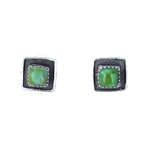 Sonoran Gold Turquoise Earrings Sterling Posts Square 6mm