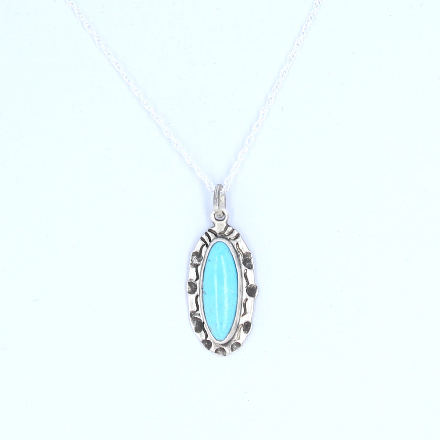 Robins Egg Blue Turquoise Pendant Necklace Sterling Southwest