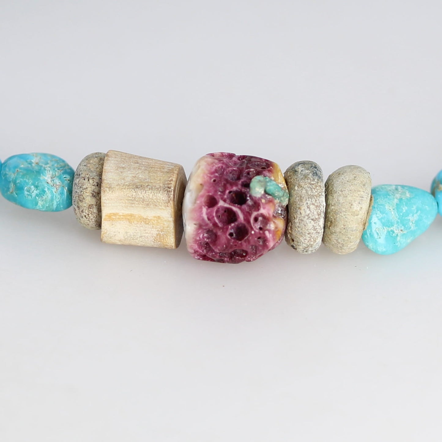 Ancient Glass Beads and Blue Ridge Orvil Jack Turquoise Necklace Sterling NewWorldGems