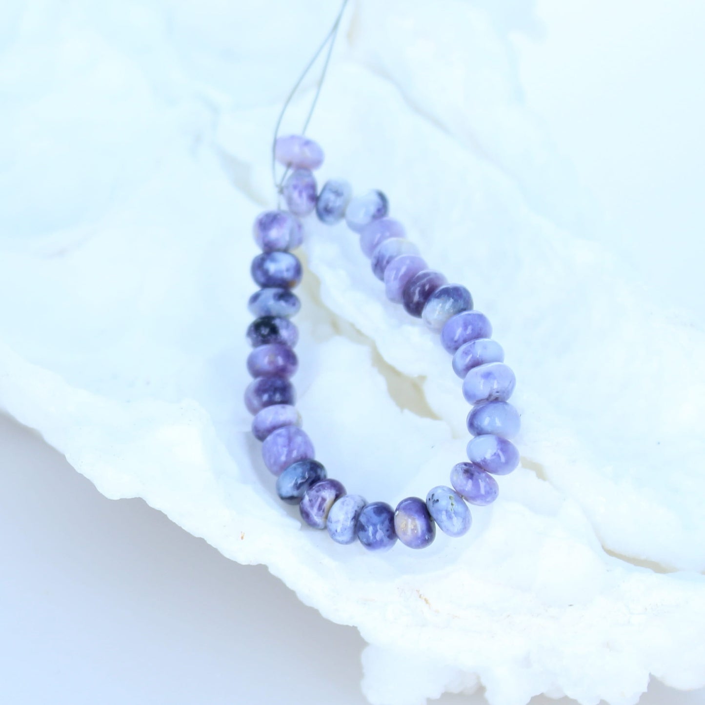 Lavender Mexican Opal Beads Rondelles 5-6mm 4"