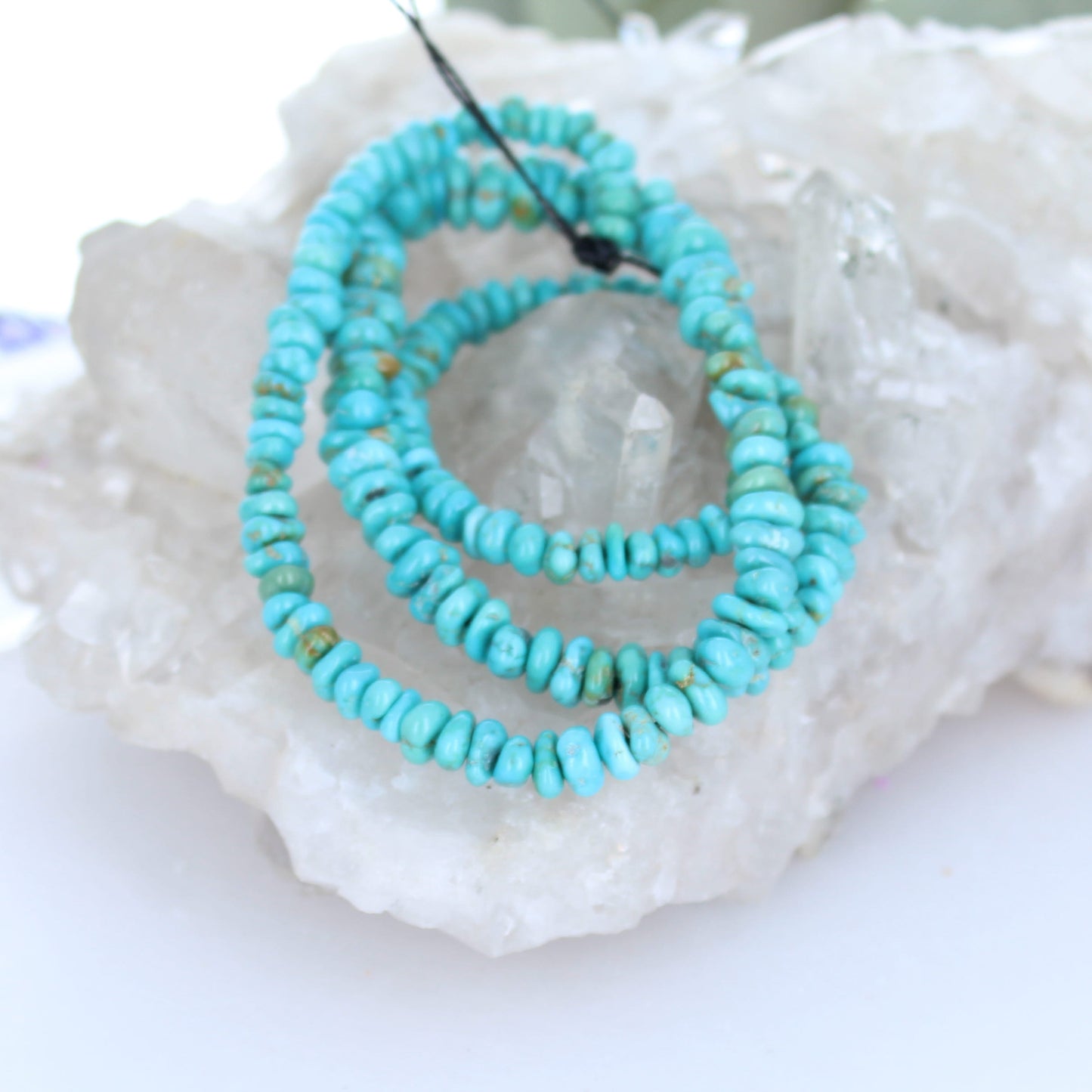 Teal Blue Matrix Lone Mountain Turquoise Beads 4-9x6mm