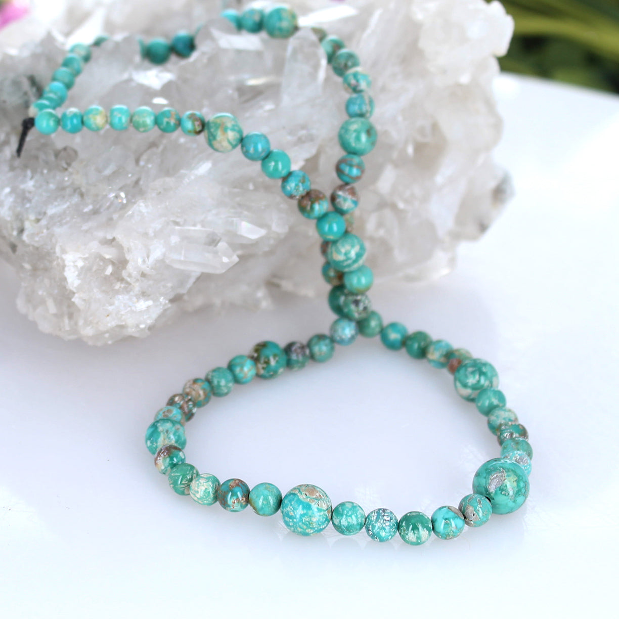 Fox Mine Turquoise Beads Round 5-10mm Teal Blue green