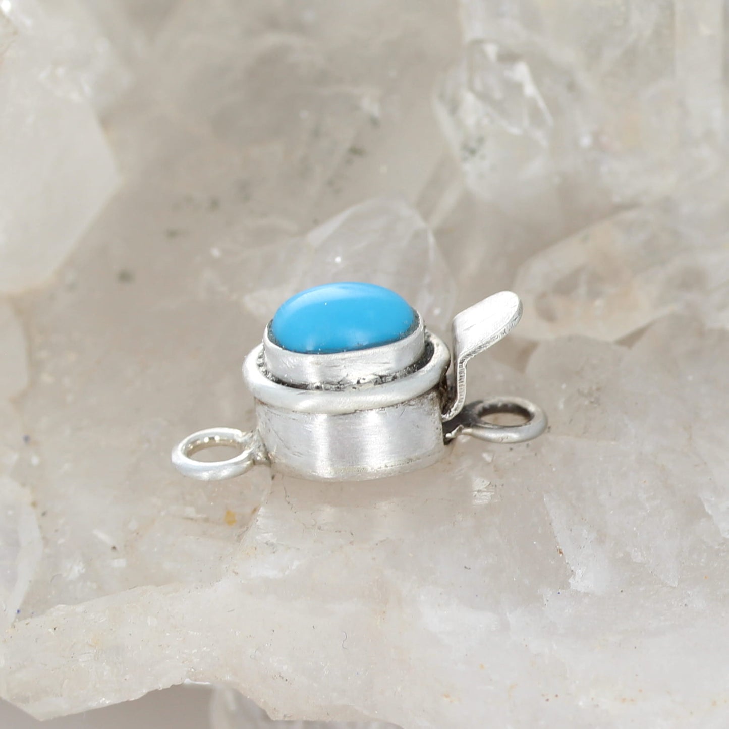 AAA Sleeping Beauty Turquoise Clasp Sterling Southwest 6x8mm Cushion