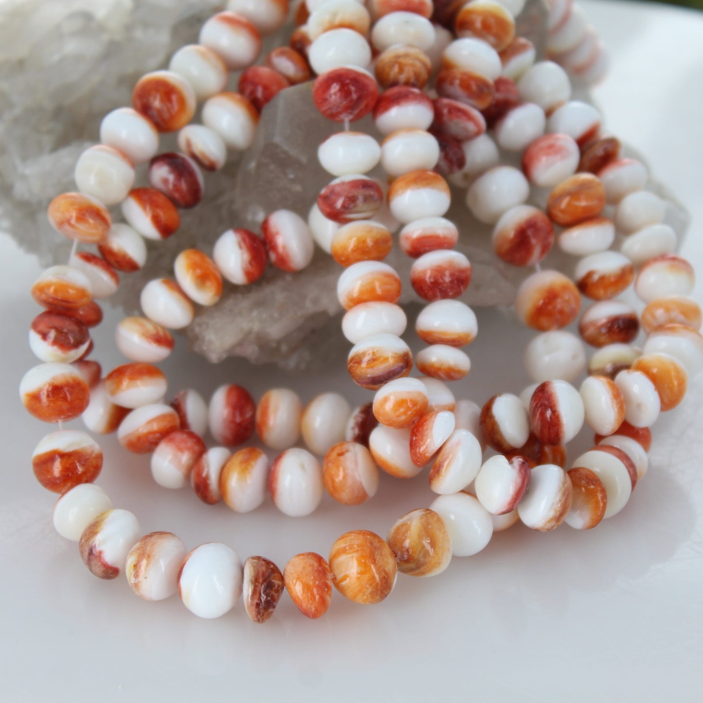 Mixed Shape Orange Spiny Oyster Beads Round 10-12mm 16"